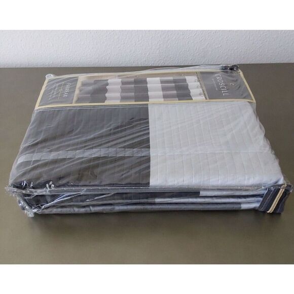 CROSCILL Black Grey White Striped Polyester Fairfax Shower Curtain 72 x 72 In - Picture 4 of 9